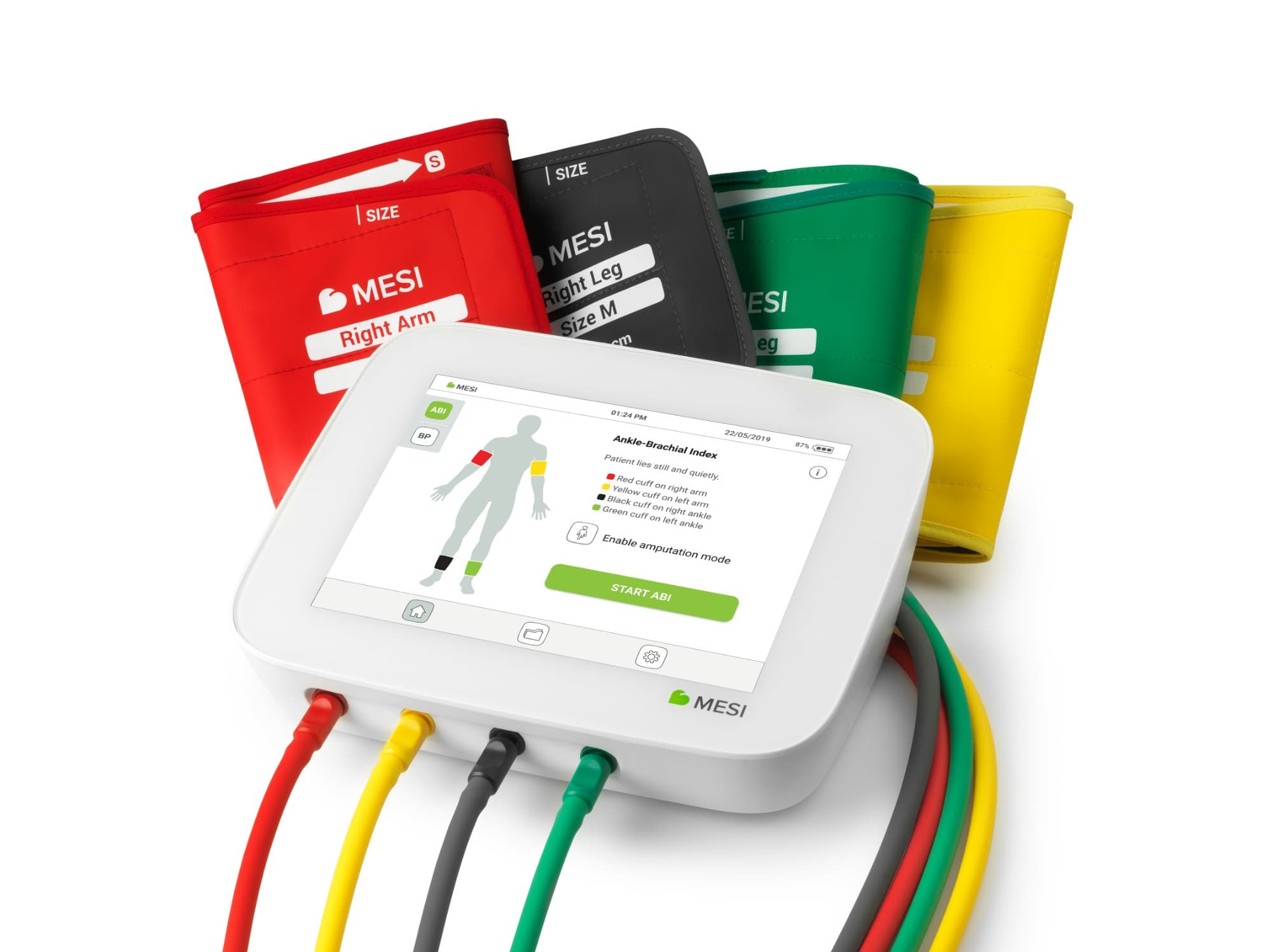 MESI ABPI MD – systembild med manschetter och display