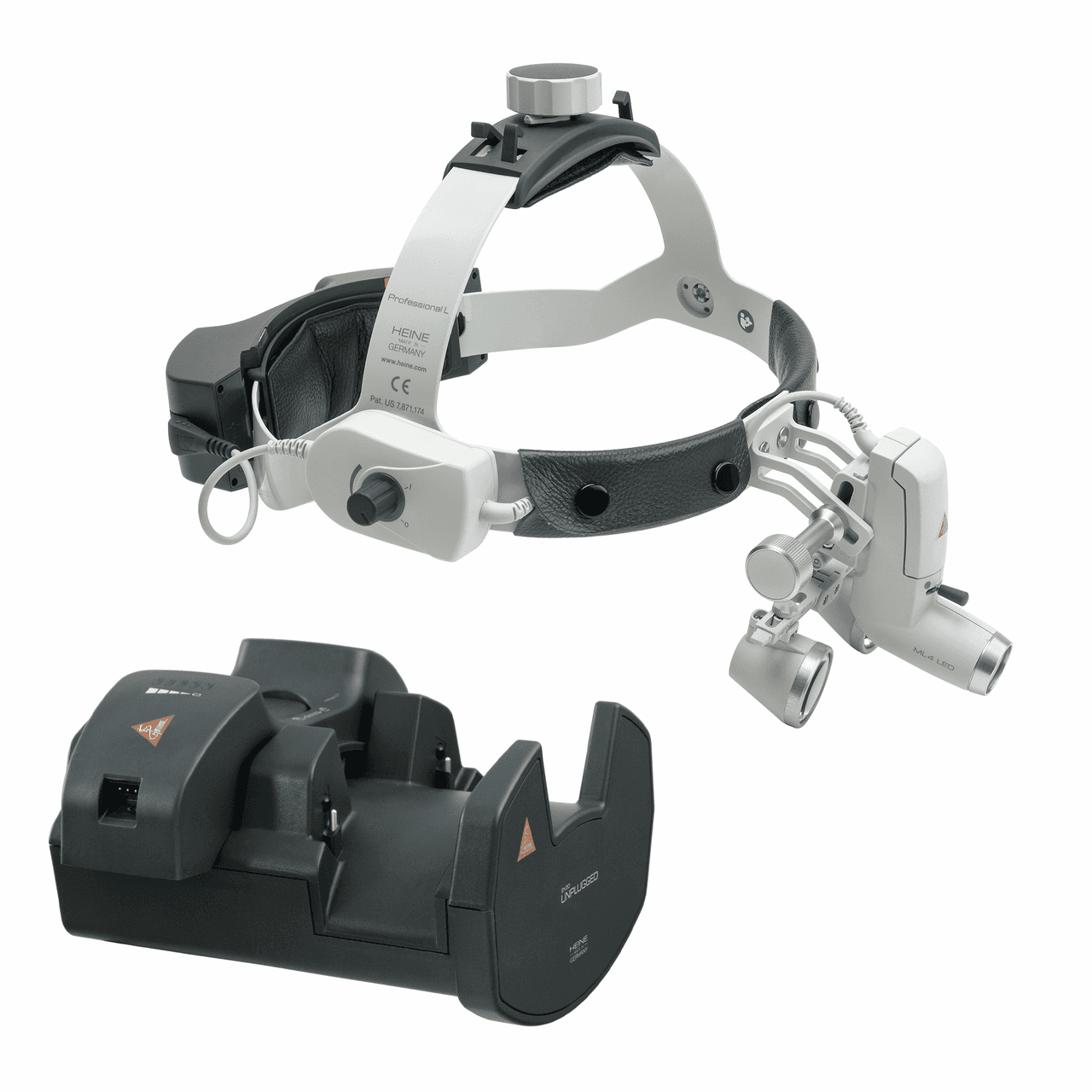 HEINE ML4 LED HeadLight med HR-luppar 2,5×/420 mm — trådlös EN50
