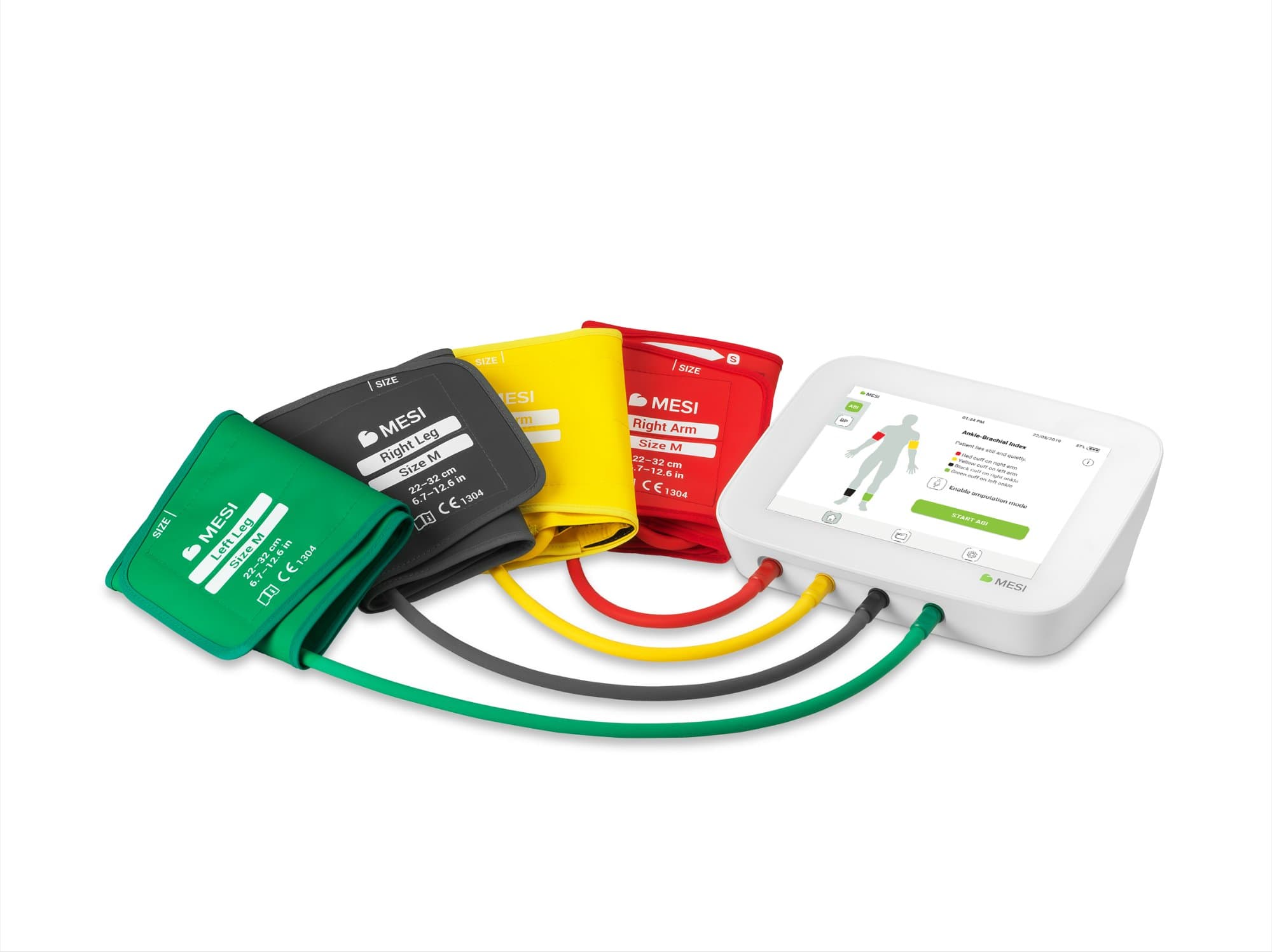 MESI ABPI MD 301-000161 – komplett ABI-system med fyra färgkodade manschetter