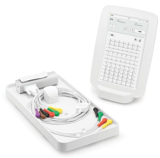 MESI mTABLET EKG-set SNAP 301-002001 – komplett system med tablet, EKG-modul och SNAP-kabel i laddplatta