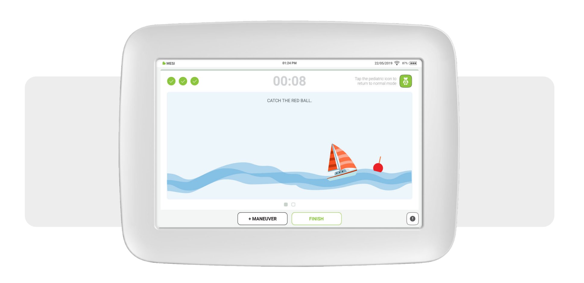 MESI mTABLET SPIRO pediatriskt animationsläge – segelbåt mot boj
